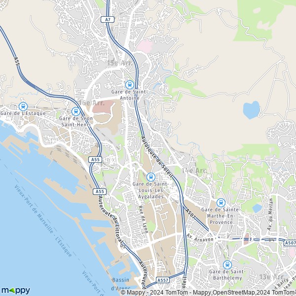 La carte pour la ville de 15e Arrondissement, Marseille